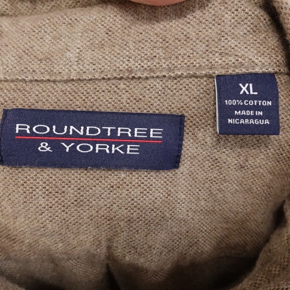 ROUNDTREE & YORKE BROWN LONG SLEEVE FLANNEL BUTTON DOWN SHIRT MENS SIZE XL - Picture 6 of 6